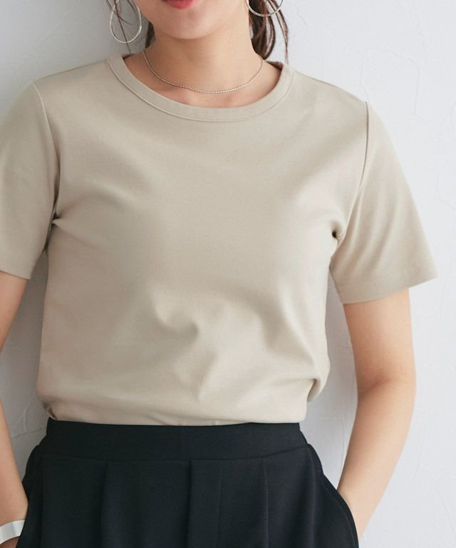 【ピエロ/Pierrot】の機能性シンプルTシャツ 【UVカット・接触冷感】[Pierrot] インテリア・キッズ・メンズ・レディースファッション・服の通販 founy(ファニー) 　ファッション　Fashion　レディースファッション　Ladies' Fashion Online　トップス・カットソー　Tops/Tshirt　シャツ/ブラウス　Shirts/Blouses　ロング / Tシャツ　T-Shirts　送料無料　Free Shipping　コンパクト　Compact　シンプル　Simple　プチプライス・低価格　Affordable　166cm / ライトベージュ / M|ID: prp329100003936926 ipo3291000000032051940