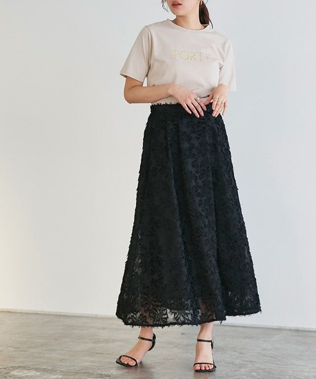 【ピエロ/Pierrot】のフリンジフラワージャカードスカート インテリア・キッズ・メンズ・レディースファッション・服の通販 founy(ファニー) https://founy.com/ ファッション Fashion レディースファッション Ladies' Fashion Online スカート Skirt ジャカード Jacquard フェミニン Feminine フラワー Flower フレア Flare プチプライス・低価格 Affordable |ID: prp329100003942780 ipo3291000000026679224