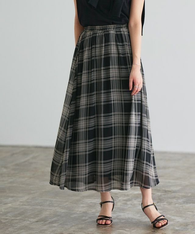【ピエロ/Pierrot】のシアーチェックスカート インテリア・キッズ・メンズ・レディースファッション・服の通販 founy(ファニー) https://founy.com/ ファッション Fashion レディースファッション Ladies' Fashion Online スカート Skirt シアー Sheer チェック Check フレア Flare プチプライス・低価格 Affordable ベーシック Basic ロング Long |ID: prp329100003948619 ipo3291000000026044597