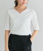 【ピエロ/Pierrot】の選べるネック5分袖テレコリブカットソー 166cm / オフホワイト / キーネック / M|ID:prp329100003948621