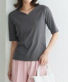 【ピエロ/Pierrot】の選べるネック5分袖テレコリブカットソー 167cm / チャコール / キーネック / M|ID:prp329100003948621