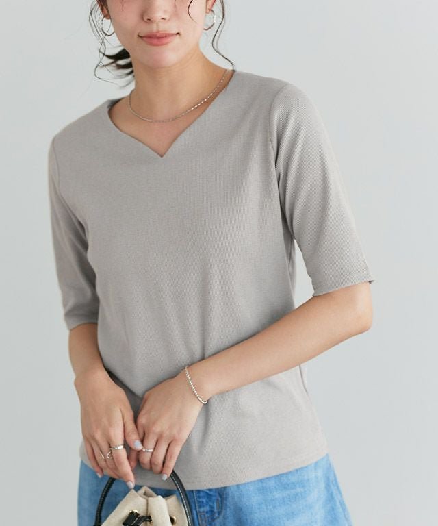 【ピエロ/Pierrot】の選べるネック5分袖テレコリブカットソー インテリア・キッズ・メンズ・レディースファッション・服の通販 founy(ファニー) ファッション Fashion レディースファッション Fashion for Women トップス・カットソー Cut & Sew Tops カットソー・ベーシックTシャツ Cut-and-Sewn Tops / Stretch Tees & Basics スクエア Square, Square Shape デコルテ Décolleté, Neckline プチプライス・低価格 Affordable / Budget Price ロング Long, Long-Length エレガント 上品 Elegant 167cm / ライトグレー / キーネック / M|ID: prp329100003948621 ipo3291000000036124749