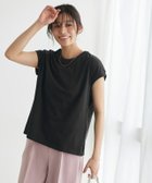 【ピエロ/Pierrot】のネックが選べる綿100%フレンチスリーブベーシックTシャツ【Vネック/クルーネック】 167cm / ブラック / クルーネック / M|ID: prp329100003963960 ipo3291000000032115205