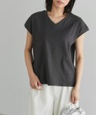 【ピエロ/Pierrot】のネックが選べる綿100%フレンチスリーブベーシックTシャツ【Vネック/クルーネック】 167cm / チャコール / Vネック / M|ID: prp329100003963960 ipo3291000000032115207