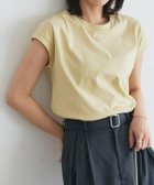 【ピエロ/Pierrot】のネックが選べる綿100%フレンチスリーブベーシックTシャツ【Vネック/クルーネック】 167cm / クリームイエロー / クルーネック / M|ID: prp329100003963960 ipo3291000000032115209