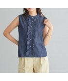 【ピエロ/Pierrot】の【アウトレットSALE!】シャンブレーフリルノースリーブブラウス インディゴ|ID: prp329100003963961 ipo3291000000036274495