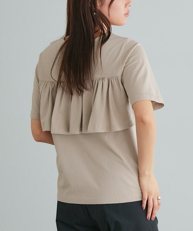 【ピエロ/Pierrot】のバックフレアデザインTシャツ インテリア・キッズ・メンズ・レディースファッション・服の通販 founy(ファニー) 　ファッション　Fashion　レディースファッション　Fashion for Women　トップス・カットソー　Cut & Sew Tops　シャツ・ブラウス・オフィスカジュアル　Elegant Blouses & Button-Ups　ロングTシャツ・Tシャツ　Longline T-Shirts & Tees　シンプル　Simple, Minimal　フレア　Flare, Flared　プチプライス・低価格　Affordable / Budget Price　166cm / サンドベージュ / M|ID: prp329100003963965 ipo3291000000036124920