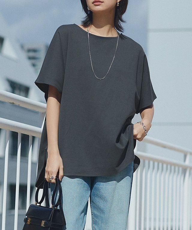 【ピエロ/Pierrot】のRASW コーマコットンオーバーTシャツ 人気、トレンドファッション・服の通販 founy(ファニー) 　ファッション　Fashion　レディースファッション　Fashion for Women　トップス・カットソー　Cut & Sew Tops　シャツ・ブラウス・オフィスカジュアル　Elegant Blouses & Button-Ups　ロングTシャツ・Tシャツ　Longline T-Shirts & Tees　スリット　Slit, Slit Detail　プチプライス・低価格　Affordable / Budget Price　ラウンド　Round, Round Neck　エレガント 上品　Elegant　 other-1|ID: prp329100003963973 ipo3291000000036124998