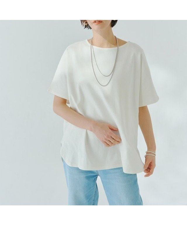 【ピエロ/Pierrot】のRASW コーマコットンオーバーTシャツ インテリア・キッズ・メンズ・レディースファッション・服の通販 founy(ファニー) 　ファッション　Fashion　レディースファッション　Fashion for Women　トップス・カットソー　Cut & Sew Tops　シャツ・ブラウス・オフィスカジュアル　Elegant Blouses & Button-Ups　ロングTシャツ・Tシャツ　Longline T-Shirts & Tees　スリット　Slit, Slit Detail　プチプライス・低価格　Affordable / Budget Price　ラウンド　Round, Round Neck　エレガント 上品　Elegant　165cm / アイボリー / M|ID: prp329100003963973 ipo3291000000036125003