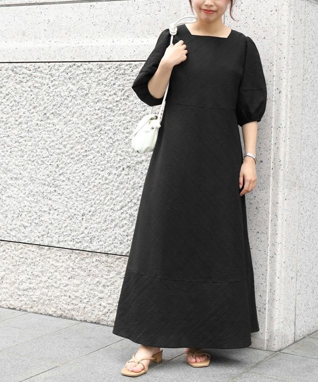 【ピエロ/Pierrot】の【アウトレットSALE!】ストライプスクエアネックワンピース インテリア・キッズ・メンズ・レディースファッション・服の通販 founy(ファニー) 　ファッション　Fashion　レディースファッション　Fashion for Women　ワンピース　Dresses　アウトレット　Outlet / Clearance　スクエア　Square, Square Shape　ストライプ　Stripe, Striped Pattern　フレア　Flare, Flared　プチプライス・低価格　Affordable / Budget Price　夏　Summer　ブラック|ID: prp329100003979289 ipo3291000000036125173