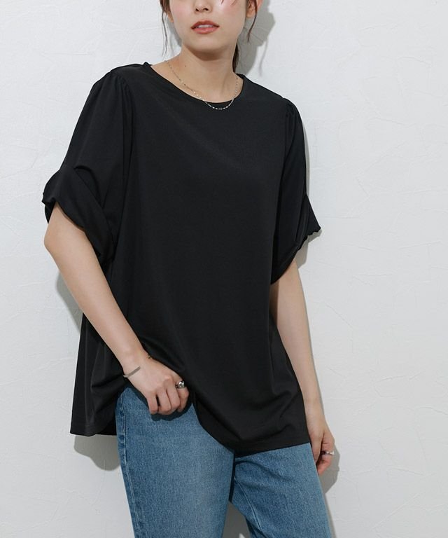 【ピエロ/Pierrot】の接触冷感バルーンスリーブTシャツ 人気、トレンドファッション・服の通販 founy(ファニー) 　ファッション　Fashion　レディースファッション　WOMEN　トップス・カットソー　Tops/Tshirt　シャツ/ブラウス　Shirts/Blouses　ロング / Tシャツ　T-Shirts　送料無料　Free Shipping　カットソー　Cut And Sew　シンプル　Simple　スリーブ　Sleeve　バルーン　Balloon　プチプライス・低価格　Affordable　エレガント 上品　Elegant　 other-1|ID: prp329100003987344 ipo3291000000032402415