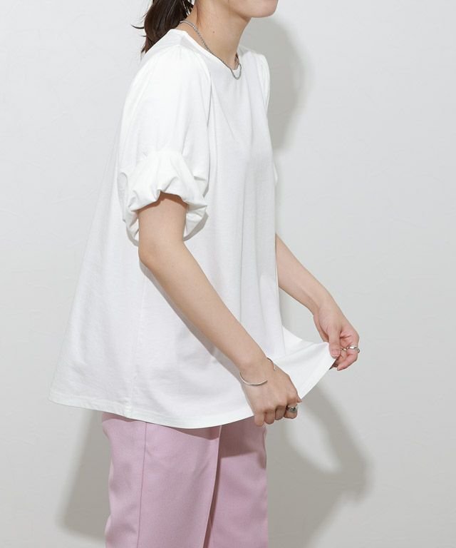 【ピエロ/Pierrot】の接触冷感バルーンスリーブTシャツ インテリア・キッズ・メンズ・レディースファッション・服の通販 founy(ファニー) 　ファッション　Fashion　レディースファッション　WOMEN　トップス・カットソー　Tops/Tshirt　シャツ/ブラウス　Shirts/Blouses　ロング / Tシャツ　T-Shirts　送料無料　Free Shipping　カットソー　Cut And Sew　シンプル　Simple　スリーブ　Sleeve　バルーン　Balloon　プチプライス・低価格　Affordable　エレガント 上品　Elegant　オフホワイト|ID: prp329100003987344 ipo3291000000032402418