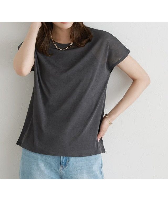 【ピエロ/Pierrot】の袖が選べるシアーカットソー インテリア・キッズ・メンズ・レディースファッション・服の通販 founy(ファニー) 　ファッション　Fashion　レディースファッション　WOMEN　トップス・カットソー　Tops/Tshirt　カットソー　Cut and Sewn　送料無料　Free Shipping　インナー　Inner　シアー　Sheer　プチプライス・低価格　Affordable　ベスト　Vest　ベーシック　Basic　167cm / チャコール / フレンチスリーブ / M|ID: prp329100003991233 ipo3291000000032275548
