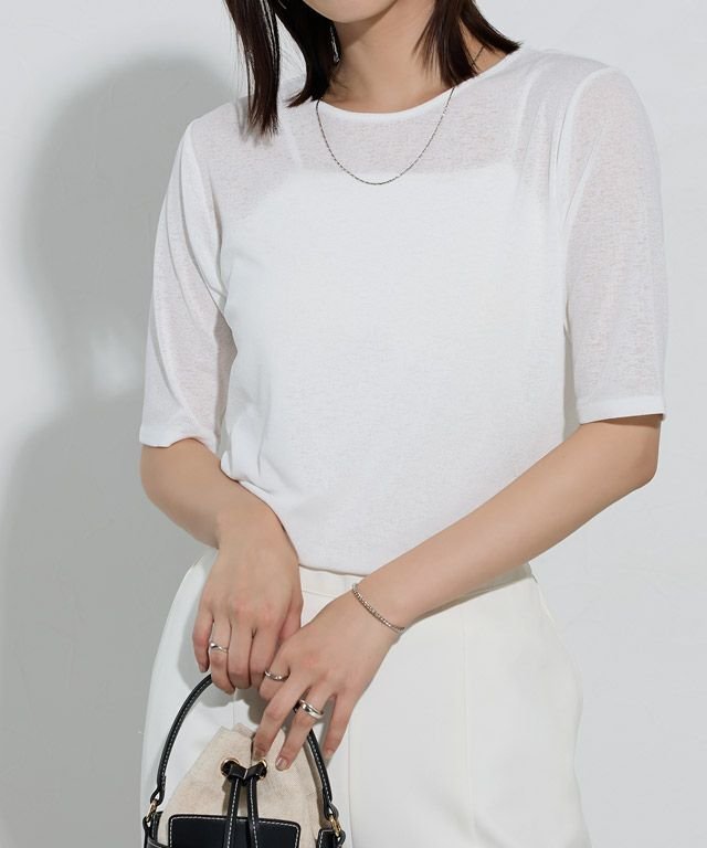 【ピエロ/Pierrot】の袖が選べるシアーカットソー インテリア・キッズ・メンズ・レディースファッション・服の通販 founy(ファニー) 　ファッション　Fashion　レディースファッション　WOMEN　トップス・カットソー　Tops/Tshirt　カットソー　Cut and Sewn　送料無料　Free Shipping　インナー　Inner　シアー　Sheer　プチプライス・低価格　Affordable　ベスト　Vest　ベーシック　Basic　167cm / オフホワイト / 五分袖 / M|ID: prp329100003991233 ipo3291000000032275549