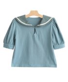 【ピエロ/Pierrot】のlulpini セーラーカラーTシャツ 人気、トレンドファッション・服の通販 founy(ファニー) ファッション Fashion レディースファッション WOMEN トップス・カットソー Tops/Tshirt シャツ/ブラウス Shirts/Blouses ロング / Tシャツ T-Shirts ガーリー Girly スリーブ Sleeve プチプライス・低価格 Affordable thumbnail サックスブルー|ID: prp329100003995388 ipo3291000000026402314