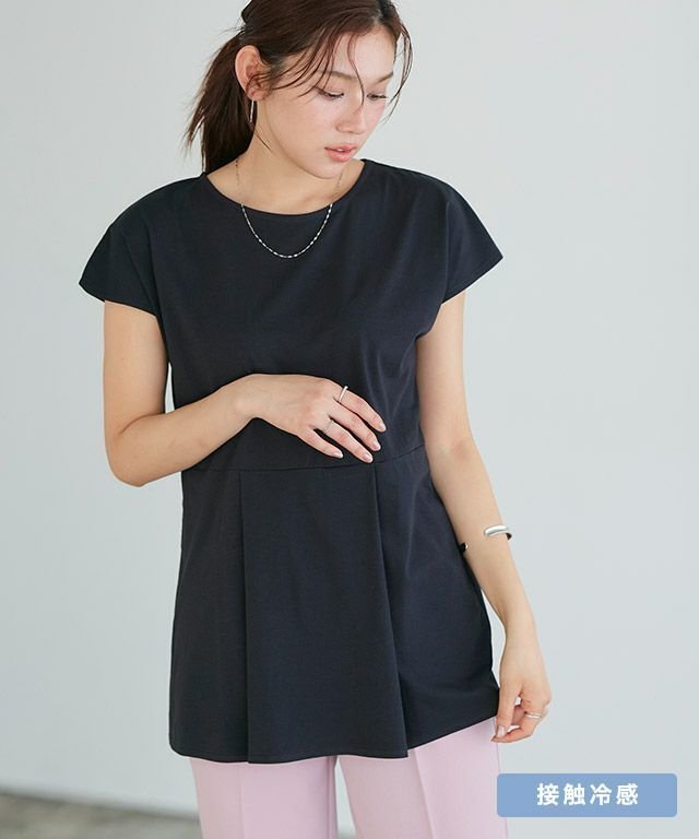 【ピエロ/Pierrot】のひんやりシルキーフレンチスリーブチュニックカットソー 【接触冷感】 インテリア・キッズ・メンズ・レディースファッション・服の通販 founy(ファニー) https://founy.com/ ファッション Fashion レディースファッション Fashion for Women トップス・カットソー Cut & Sew Tops カットソー・ベーシックTシャツ Cut-and-Sewn Tops / Stretch Tees & Basics 送料無料 Free Shipping カットソー Cut and Sewn Top スリーブ Sleeve, Long Sleeve / Short Sleeve フレンチ French, French Style プチプライス・低価格 Affordable / Budget Price |ID: prp329100003997805 ipo3291000000032076980