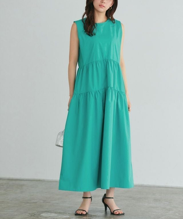 【ピエロ/Pierrot】のラウンドティアードワンピース インテリア・キッズ・メンズ・レディースファッション・服の通販 founy(ファニー) ファッション Fashion レディースファッション Fashion for Women ワンピース Dresses ギャザー Gathered, Ruffled ティアード Tiered, Tiered Style プチプライス・低価格 Affordable / Budget Price ラウンド Round, Round Neck 166cm / グリーン / M|ID: prp329100004012482 ipo3291000000036123532