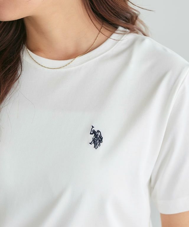 【ピエロ/Pierrot】の【U.S. POLO ASSN.】Tシャツ [Pierrot] インテリア・キッズ・メンズ・レディースファッション・服の通販 founy(ファニー) 　ファッション　Fashion　レディースファッション　Ladies' Fashion Online　トップス・カットソー　Tops/Tshirt　シャツ/ブラウス　Shirts/Blouses　ロング / Tシャツ　T-Shirts　フィット　Fit　プチプライス・低価格　Affordable　ワンポイント　One Point　エレガント 上品　Elegant　オフホワイト×ネイビー|ID: prp329100004015796 ipo3291000000032564651