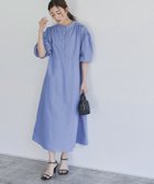 【ピエロ/Pierrot】の【アウトレットSALE!】パールボタンギャザーワンピース ブルー|ID:prp329100004015798