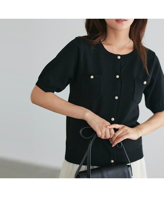 【ピエロ/Pierrot】のパフスリーブニットカーディガン 人気、トレンドファッション・服の通販 founy(ファニー) 　ファッション　Fashion　レディースファッション　Fashion for Women　トップス・カットソー　Cut & Sew Tops　ニット　Knit Tops & Sweaters　カーディガン・羽織り　Layered Style Cardigans　ウォッシャブル　Machine Washable　スリーブ　Sleeve, Long Sleeve / Short Sleeve　パール　Pearl, Pearl Accent　フェミニン　Feminine, Girly　プチプライス・低価格　Affordable / Budget Price　ポケット　Pocket, Pocket Detail　 other-1|ID: prp329100004041135 ipo3291000000035516666