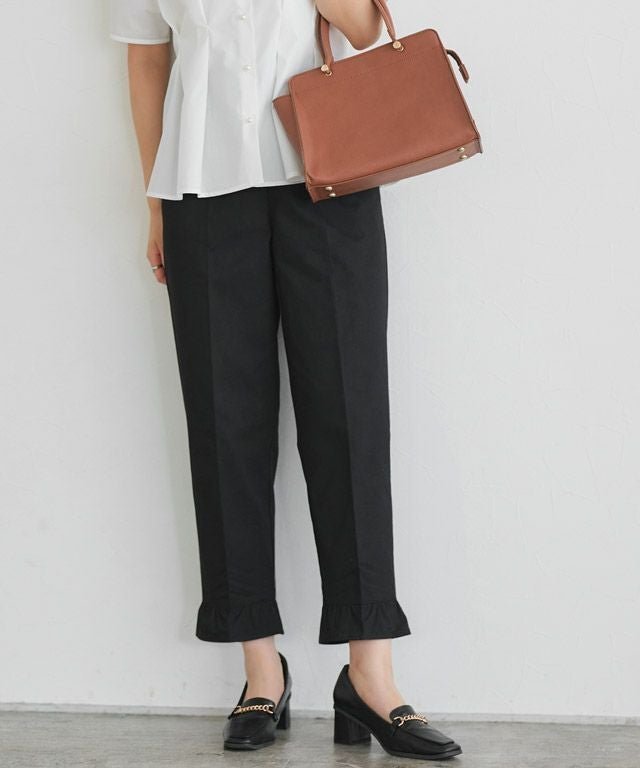 【ピエロ/Pierrot】のヘムフリルパンツ インテリア・キッズ・メンズ・レディースファッション・服の通販 founy(ファニー) 　ファッション　Fashion　レディースファッション　Fashion for Women　パンツ　Pants & Trousers　おすすめ　Recommended / Our Picks　チュニック　Tunic, Long Top　フェミニン　Feminine, Girly　フリル　Frill, Ruffle　プチプライス・低価格　Affordable / Budget Price　ブラック|ID: prp329100004048939 ipo3291000000036122241