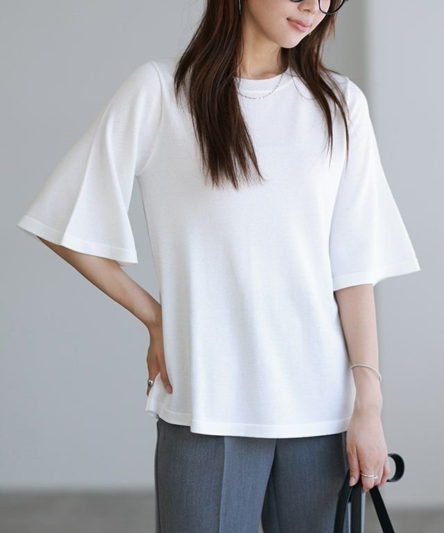 【ピエロ/Pierrot】のフレアスリーブAラインニット インテリア・キッズ・メンズ・レディースファッション・服の通販 founy(ファニー) https://founy.com/ ファッション Fashion レディースファッション WOMEN トップス・カットソー Tops/Tshirt ニット Knit Tops ウォッシャブル Washable スリーブ Sleeve フレア Flare プチプライス・低価格 Affordable |ID: prp329100004073488 ipo3291000000028335291
