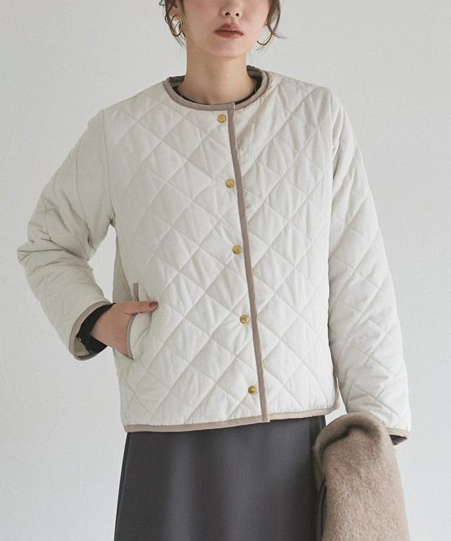 【ピエロ/Pierrot】の選べる丈キルティングコート インテリア・キッズ・メンズ・レディースファッション・服の通販 founy(ファニー) 　ファッション　Fashion　レディースファッション　Fashion for Women　アウター　Coat / Outerwear Collection　コート・ロングコート・ピーコート　Long Coats, Peacoats & More　レディースジャケット・軽アウター　Jackets　キルティング　Quilted, Quilting　ショート　Short, Short Length　トレンド　Trend, Trending Now　パイピング　Piping, Trim Design　プチプライス・低価格　Affordable / Budget Price　ミドル　Middle Length, Mid Height　エレガント 上品　Elegant　167cm / アイボリー×ベージュ / ショート丈 / M|ID: prp329100004078301 ipo3291000000035214318