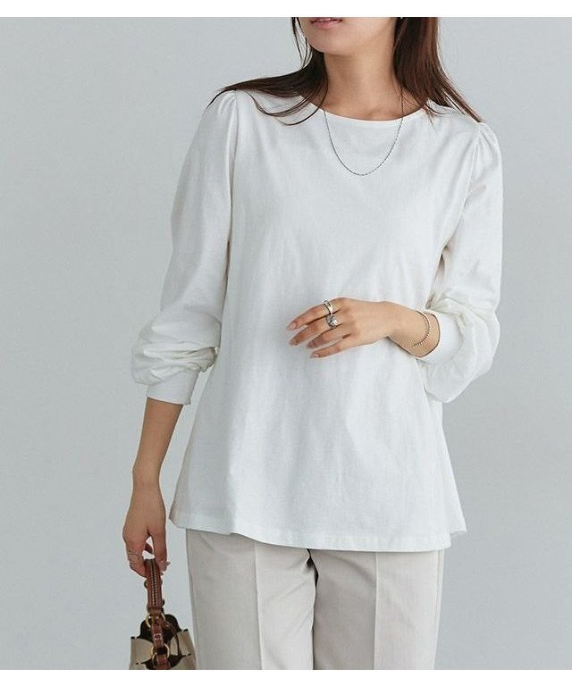 【ピエロ/Pierrot】の【B会場】パフフレアコットンロングスリーブTシャツ インテリア・キッズ・メンズ・レディースファッション・服の通販 founy(ファニー) 　ファッション　Fashion　レディースファッション　Fashion for Women　トップス・カットソー　Cut & Sew Tops　シャツ・ブラウス・オフィスカジュアル　Elegant Blouses & Button-Ups　ロングTシャツ・Tシャツ　Longline T-Shirts & Tees　シンプル　Simple, Minimal　バランス　Balance, Style Balance　フェミニン　Feminine, Girly　フレア　Flare, Flared　プチプライス・低価格　Affordable / Budget Price　吸水　Absorbent, Quick-Dry　パフフレアコットンロングスリーブTシャツ|ID: prp329100004092673 ipo3291000000035374585