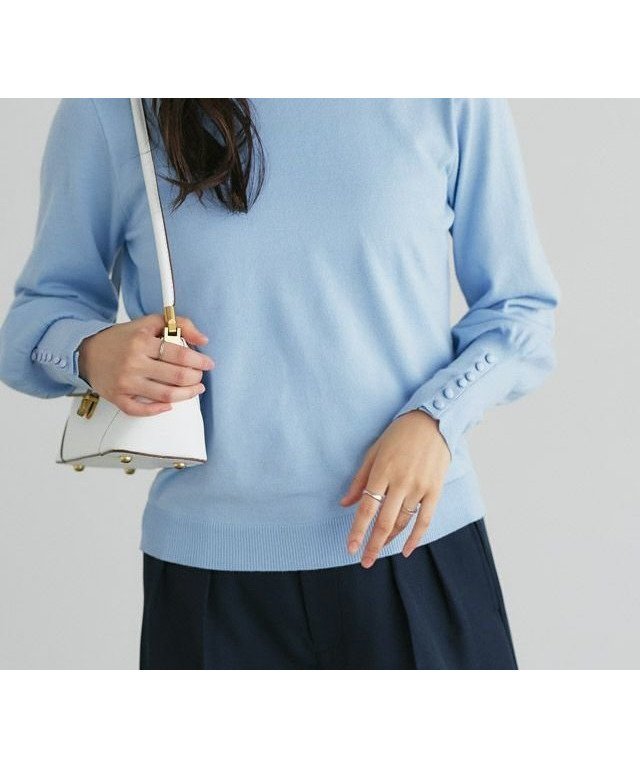 【ピエロ/Pierrot】のネックが選べるクルミボタンボリューム袖ニット インテリア・キッズ・メンズ・レディースファッション・服の通販 founy(ファニー) ファッション Fashion レディースファッション Fashion for Women トップス・カットソー Cut & Sew Tops ニット Knit Tops & Sweaters 送料無料 Free Shipping インナー Innerwear シンプル Simple, Minimal ジャケット Jacket, Outerwear プチプライス・低価格 Affordable / Budget Price 166cm / ライトブルー / クルーネック / M|ID: prp329100004097035 ipo3291000000034169581