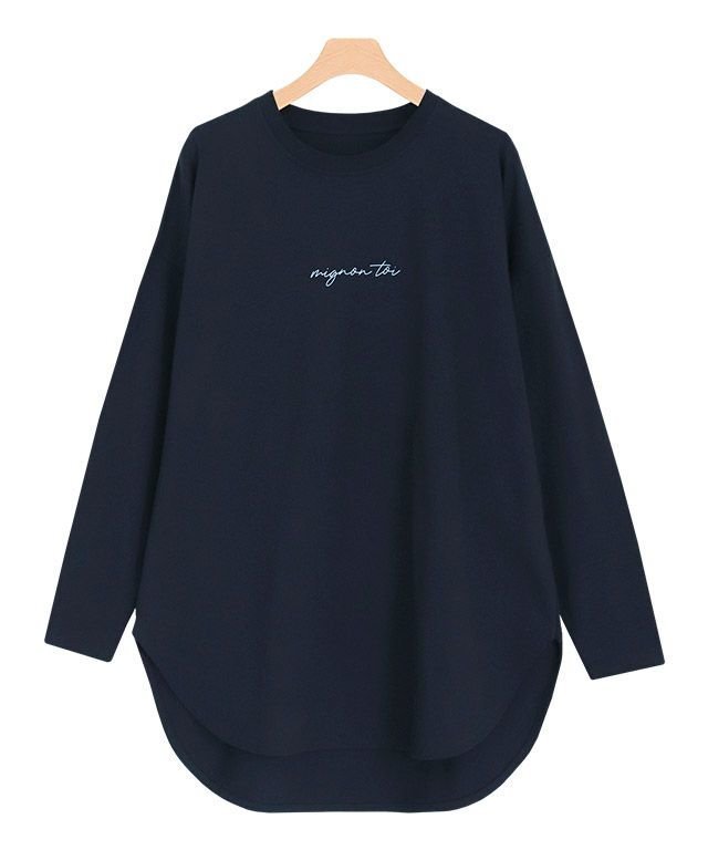 【ピエロ/Pierrot】のコットンロングスリーブロゴTシャツ インテリア・キッズ・メンズ・レディースファッション・服の通販 founy(ファニー) 　ファッション　Fashion　レディースファッション　WOMEN　トップス・カットソー　Tops/Tshirt　シャツ/ブラウス　Shirts/Blouses　ロング / Tシャツ　T-Shirts　インナー　Inner　スリーブ　Sleeve　プチプライス・低価格　Affordable　リラックス　Relax　ルーズ　Loose　ロング　Long　吸水　Water Absorption　ネイビー|ID: prp329100004120937 ipo3291000000028111069