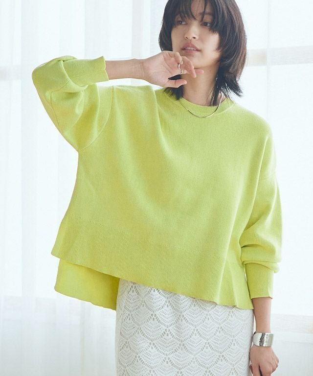 【ピエロ/Pierrot】のRASW 綿100%総針ニット インテリア・キッズ・メンズ・レディースファッション・服の通販 founy(ファニー) ファッション Fashion レディースファッション Fashion for Women トップス・カットソー Cut & Sew Tops ニット Knit Tops & Sweaters クロップド Cropped, Short Length シンプル Simple, Minimal バランス Balance, Style Balance プチプライス・低価格 Affordable / Budget Price ワイド Wide, Wide Fit 166cm / ライムイエロー / M|ID: prp329100004123555 ipo3291000000036122991