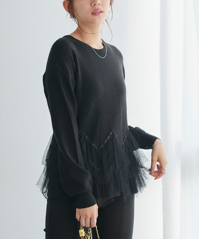 【ピエロ/Pierrot】のチュールドッキングニットプルオーバー インテリア・キッズ・メンズ・レディースファッション・服の通販 founy(ファニー) https://founy.com/ ファッション Fashion レディースファッション Fashion for Women トップス・カットソー Cut & Sew Tops ニット Knit Tops & Sweaters カジュアルプルオーバー・ニットトップス Pullovers & Knit Tops / Casual Pullovers シンプル Simple, Minimal チュール Tulip, Tulip Motif ドッキング Docking, Mixed Material フェミニン Feminine, Girly プチプライス・低価格 Affordable / Budget Price |ID: prp329100004136415 ipo3291000000028314234