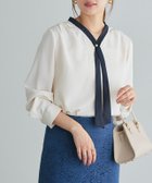 【ピエロ/Pierrot】のタイデザインブラウス 人気、トレンドファッション・服の通販 founy(ファニー) ファッション Fashion レディースファッション Fashion for Women トップス・カットソー Cut & Sew Tops シャツ・ブラウス・オフィスカジュアル Elegant Blouses & Button-Ups プチプライス・低価格 Affordable / Budget Price thumbnail 166cm / アイボリー×ネイビー / M|ID: prp329100004136423 ipo3291000000036123147