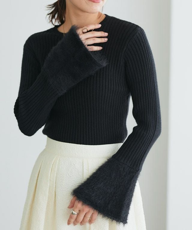 【ピエロ/Pierrot】のシャギードッキングフレアスリーブニット 人気、トレンドファッション・服の通販 founy(ファニー) 　ファッション　Fashion　レディースファッション　Fashion for Women　トップス・カットソー　Cut & Sew Tops　ニット　Knit Tops & Sweaters　スリーブ　Sleeve, Long Sleeve / Short Sleeve　トレンド　Trend, Trending Now　フレア　Flare, Flared　プチプライス・低価格　Affordable / Budget Price　 other-1|ID: prp329100004136435 ipo3291000000036122855