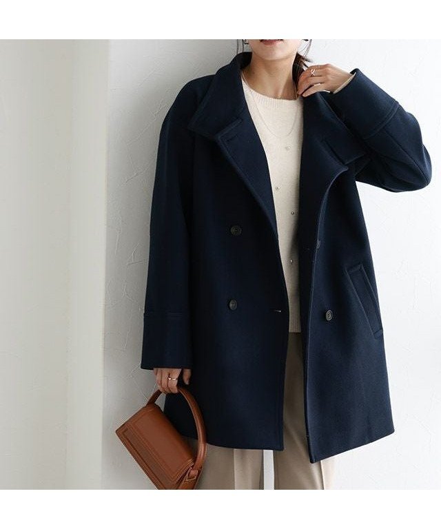 【ピエロ/Pierrot】のスタンドカラーミドルコート インテリア・キッズ・メンズ・レディースファッション・服の通販 founy(ファニー) 　ファッション　Fashion　レディースファッション　Fashion for Women　アウター　Coat / Outerwear Collection　コート・ロングコート・ピーコート　Long Coats, Peacoats & More　レディースジャケット・軽アウター　Jackets　スタンド　Stand Collar, Upright Stand　トレンド　Trend, Trending Now　プチプライス・低価格　Affordable / Budget Price　ミドル　Middle Length, Mid Height　メルトン　Melton, Heavy Wool　エレガント 上品　Elegant　防寒　Cold Protection, Winter-Ready　167cm / ネイビー / M|ID: prp329100004136439 ipo3291000000036122897