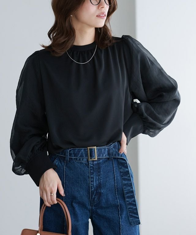 【ピエロ/Pierrot】の2wayオーガンジースリーブブラウス 人気、トレンドファッション・服の通販 founy(ファニー) 　ファッション　Fashion　レディースファッション　WOMEN　トップス・カットソー　Tops/Tshirt　シャツ/ブラウス　Shirts/Blouses　送料無料　Free Shipping　オーガンジー　Organdy　ドッキング　Docking　フェミニン　Feminine　プチプライス・低価格　Affordable　 other-1|ID: prp329100004136444 ipo3291000000031216455