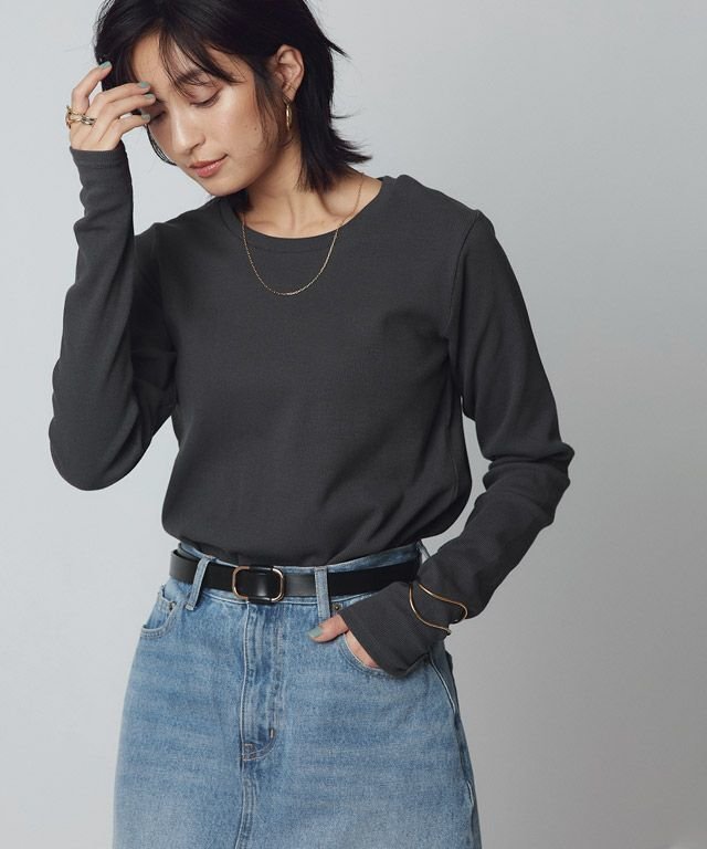 【ピエロ/Pierrot】のRASW 機能付きテレコUネックカットソー インテリア・キッズ・メンズ・レディースファッション・服の通販 founy(ファニー) 　ファッション　Fashion　レディースファッション　WOMEN　トップス・カットソー　Tops/Tshirt　カットソー　Cut and Sewn　送料無料　Free Shipping　シンプル　Simple　スリーブ　Sleeve　テレコ　Tereko　プチプライス・低価格　Affordable　ベーシック　Basic　ロング　Long　再入荷　Restock/Back In Stock/Re Arrival　166cm / チャコール / M|ID: prp329100004151902 ipo3291000000030571875