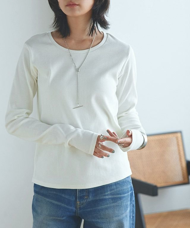 【ピエロ/Pierrot】のRASW 機能付きテレコUネックカットソー インテリア・キッズ・メンズ・レディースファッション・服の通販 founy(ファニー) 　ファッション　Fashion　レディースファッション　Fashion for Women　トップス・カットソー　Cut & Sew Tops　カットソー・ベーシックTシャツ　Cut-and-Sewn Tops / Stretch Tees & Basics　送料無料　Free Shipping　シンプル　Simple, Minimal　スリーブ　Sleeve, Long Sleeve / Short Sleeve　テレコ　Ribbed, Rib Stitch　プチプライス・低価格　Affordable / Budget Price　ベーシック　Basic, Essential　ロング　Long, Long-Length　166cm / オフホワイト / M|ID: prp329100004151902 ipo3291000000033143333