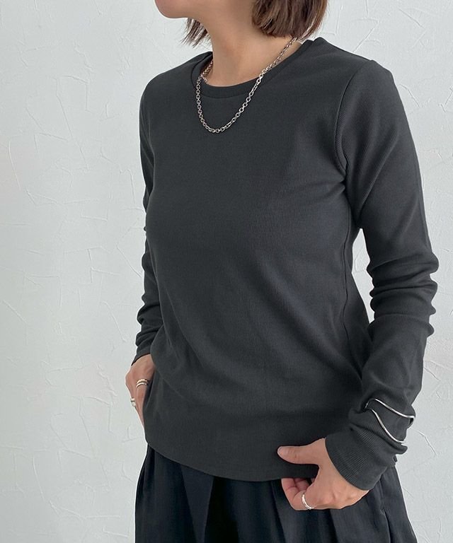 【ピエロ/Pierrot】のRASW 機能付きテレコUネックカットソー インテリア・キッズ・メンズ・レディースファッション・服の通販 founy(ファニー) 　ファッション　Fashion　レディースファッション　Fashion for Women　トップス・カットソー　Cut & Sew Tops　カットソー・ベーシックTシャツ　Cut-and-Sewn Tops / Stretch Tees & Basics　送料無料　Free Shipping　シンプル　Simple, Minimal　スリーブ　Sleeve, Long Sleeve / Short Sleeve　テレコ　Ribbed, Rib Stitch　プチプライス・低価格　Affordable / Budget Price　ベーシック　Basic, Essential　ロング　Long, Long-Length　160cm / チャコール / M|ID: prp329100004151902 ipo3291000000033143335