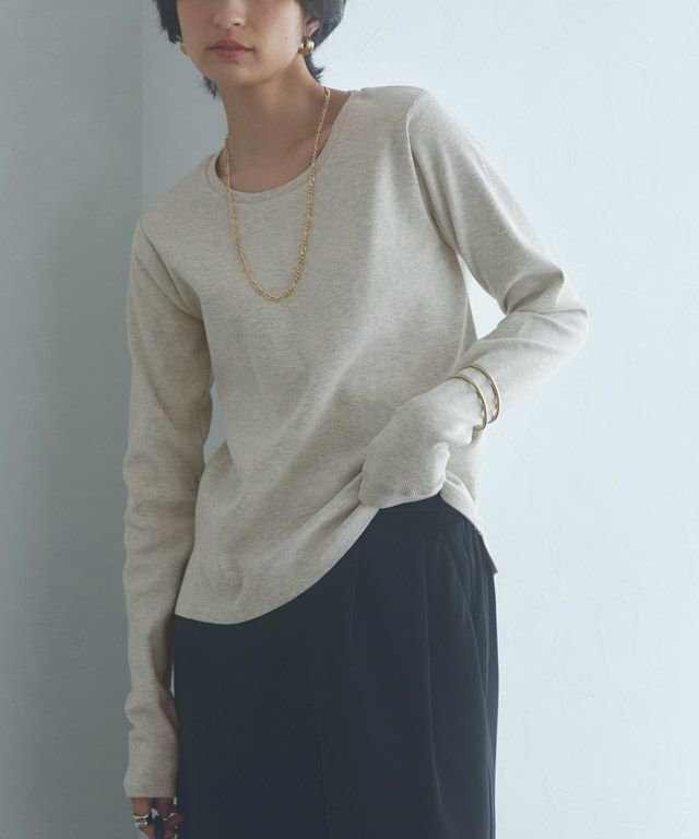 【ピエロ/Pierrot】のRASW 機能付きテレコUネックカットソー インテリア・キッズ・メンズ・レディースファッション・服の通販 founy(ファニー) 　ファッション　Fashion　レディースファッション　Fashion for Women　トップス・カットソー　Cut & Sew Tops　カットソー・ベーシックTシャツ　Cut-and-Sewn Tops / Stretch Tees & Basics　送料無料　Free Shipping　シンプル　Simple, Minimal　スリーブ　Sleeve, Long Sleeve / Short Sleeve　テレコ　Ribbed, Rib Stitch　プチプライス・低価格　Affordable / Budget Price　ベーシック　Basic, Essential　ロング　Long, Long-Length　166cm / オートミール / M|ID: prp329100004151902 ipo3291000000033143336