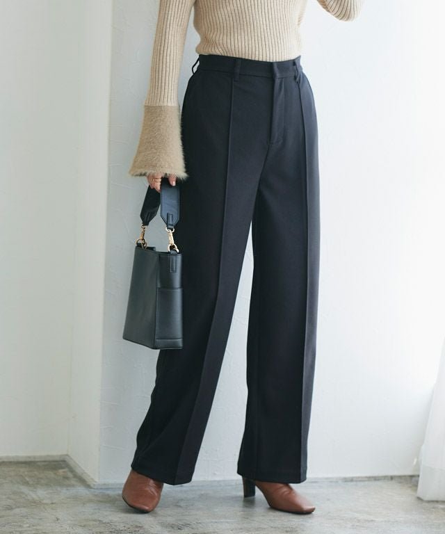 【ピエロ/Pierrot】のカシミヤタッチセミルーズストレートパンツ インテリア・キッズ・メンズ・レディースファッション・服の通販 founy(ファニー) 　ファッション　Fashion　レディースファッション　Fashion for Women　パンツ　Pants & Trousers　シンプル　Simple, Minimal　ストレッチ　Stretch, Stretchy Fabric　バランス　Balance, Style Balance　プチプライス・低価格　Affordable / Budget Price　A/W・秋冬　Autumn/Winter　167cm / ブラック / M|ID: prp329100004153335 ipo3291000000036120810