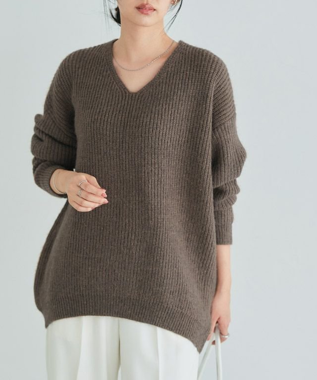 【ピエロ/Pierrot】のコクーンシルエットニット インテリア・キッズ・メンズ・レディースファッション・服の通販 founy(ファニー) 　ファッション　Fashion　レディースファッション　Fashion for Women　トップス・カットソー　Cut & Sew Tops　ニット　Knit Tops & Sweaters　送料無料　Free Shipping　デコルテ　Décolleté, Neckline　プチプライス・低価格　Affordable / Budget Price　ボトム　Bottoms, Lower Wear　162cm / ブラウン / M|ID: prp329100004153336 ipo3291000000033997059
