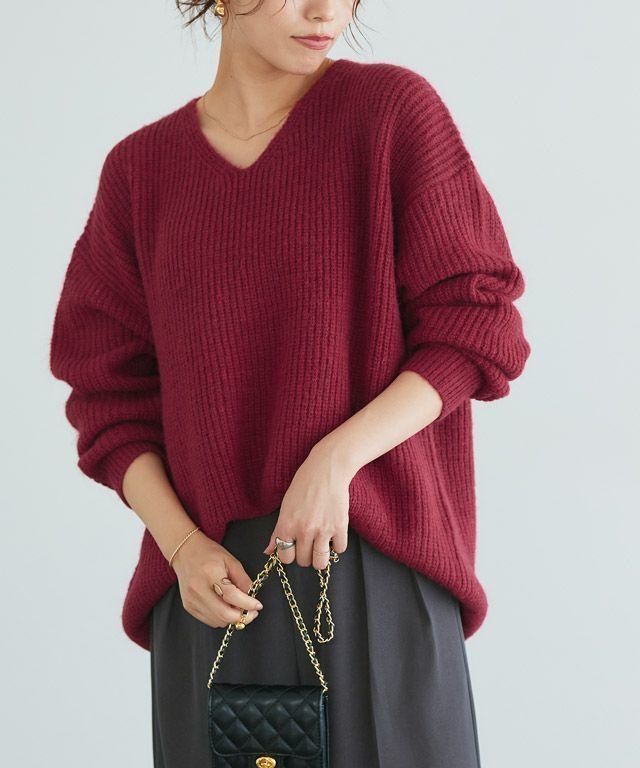 【ピエロ/Pierrot】のコクーンシルエットニット インテリア・キッズ・メンズ・レディースファッション・服の通販 founy(ファニー) 　ファッション　Fashion　レディースファッション　Fashion for Women　トップス・カットソー　Cut & Sew Tops　ニット　Knit Tops & Sweaters　デコルテ　Décolleté, Neckline　プチプライス・低価格　Affordable / Budget Price　ボトム　Bottoms, Lower Wear　167cm / レッド / M|ID: prp329100004153336 ipo3291000000036120829