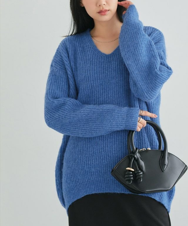 【ピエロ/Pierrot】のコクーンシルエットニット インテリア・キッズ・メンズ・レディースファッション・服の通販 founy(ファニー) 　ファッション　Fashion　レディースファッション　Fashion for Women　トップス・カットソー　Cut & Sew Tops　ニット　Knit Tops & Sweaters　デコルテ　Décolleté, Neckline　プチプライス・低価格　Affordable / Budget Price　ボトム　Bottoms, Lower Wear　162cm / ブルー / M|ID: prp329100004153336 ipo3291000000036120834