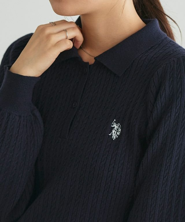 【ピエロ/Pierrot】の【U.S.POLO ASSN.】ケーブルポロニット 人気、トレンドファッション・服の通販 founy(ファニー) 　ファッション　Fashion　レディースファッション　WOMEN　トップス・カットソー　Tops/Tshirt　ニット　Knit Tops　2024年　2024　2024-2025秋冬・A/W　Aw/Autumn/Winter/Fw/Fall/2024-2025　トレンド　Trend　プチプライス・低価格　Affordable　エレガント 上品　Elegant　 other-1|ID: prp329100004161600 ipo3291000000028907830