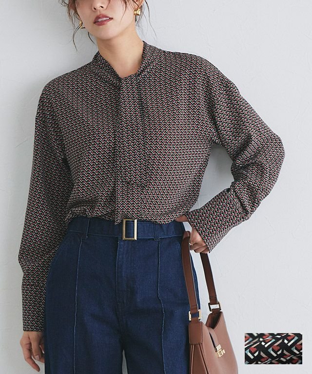 【ピエロ/Pierrot】の幾何学柄タイブラウス インテリア・キッズ・メンズ・レディースファッション・服の通販 founy(ファニー) https://founy.com/ ファッション Fashion レディースファッション WOMEN トップス・カットソー Tops/Tshirt シャツ/ブラウス Shirts/Blouses クラシカル Classical フロント Front プチプライス・低価格 Affordable |ID: prp329100004194456 ipo3291000000032027296