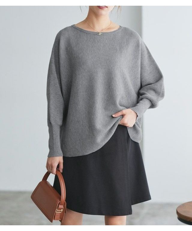 【ピエロ/Pierrot】の吸湿発熱ネックが選べるドルマンニット インテリア・キッズ・メンズ・レディースファッション・服の通販 founy(ファニー) 　ファッション　Fashion　レディースファッション　Fashion for Women　トップス・カットソー　Cut & Sew Tops　ニット　Knit Tops & Sweaters　送料無料　Free Shipping　プチプライス・低価格　Affordable / Budget Price　167cm / 杢チャコール / ボートネック / M|ID: prp329100004205660 ipo3291000000034411794