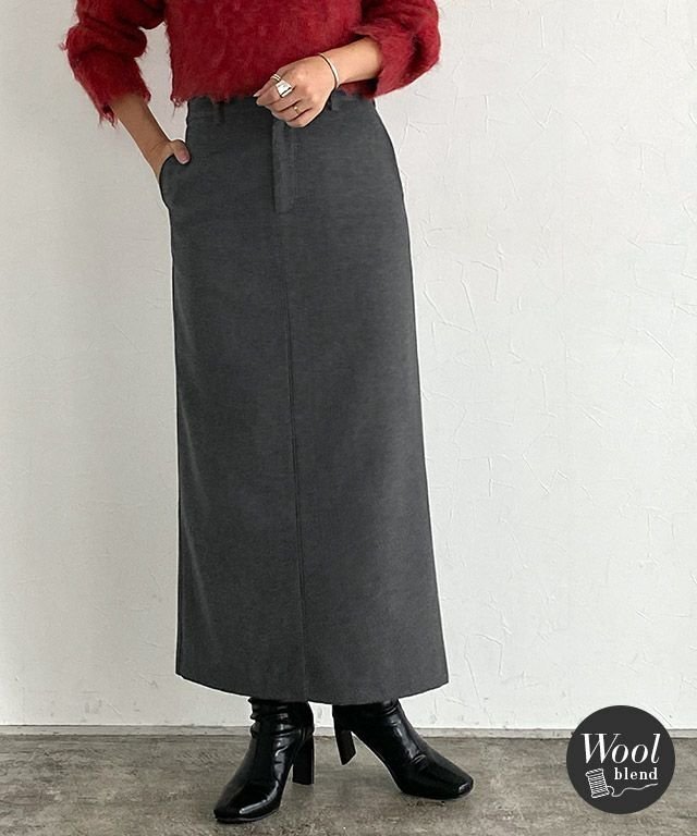 【ピエロ/Pierrot】のRASW ウール混ストレートスカート インテリア・キッズ・メンズ・レディースファッション・服の通販 founy(ファニー) 　ファッション　Fashion　レディースファッション　WOMEN　スカート　Skirt　シンプル　Simple　ストレート　Straight　スリット　Slit　プチプライス・低価格　Affordable　[RASW]ウール混ストレートスカート|ID: prp329100004209084 ipo3291000000030329170