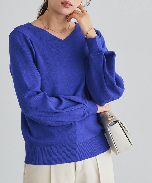 【ピエロ/Pierrot】の2wayパフボリュームスリーブニット インテリア・キッズ・メンズ・レディースファッション・服の通販 founy(ファニー) 　ファッション　Fashion　レディースファッション　Fashion for Women　トップス・カットソー　Cut & Sew Tops　ニット　Knit Tops & Sweaters　ボリューム袖・フリルスリーブブラウス　Voluminous & Ruffle Sleeves / Puffy Sleeve Tops　シルク　Silk, 100% Silk　シンプル　Simple, Minimal　スリーブ　Sleeve, Long Sleeve / Short Sleeve　フェミニン　Feminine, Girly　プチプライス・低価格　Affordable / Budget Price　ロング　Long, Long-Length　エレガント 上品　Elegant　夏　Summer　166cm / ロイヤルブルー / M|ID: prp329100004210667 ipo3291000000036121290