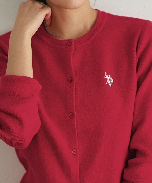 【ピエロ/Pierrot】の【U.S.POLO ASSN.】ニットカーディガン インテリア・キッズ・メンズ・レディースファッション・服の通販 founy(ファニー) 　ファッション　Fashion　レディースファッション　WOMEN　トップス・カットソー　Tops/Tshirt　ニット　Knit Tops　カーディガン　Cardigans　カーディガン　Cardigan　シンプル　Simple　プチプライス・低価格　Affordable　ワンポイント　One Point　再入荷　Restock/Back In Stock/Re Arrival　166cm / レッド×アイボリー / M|ID: prp329100004290790 ipo3291000000030867778